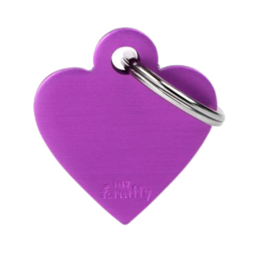 ماي فاميلي قلادة قلب صغير من الألومنيوم - الأرجواني